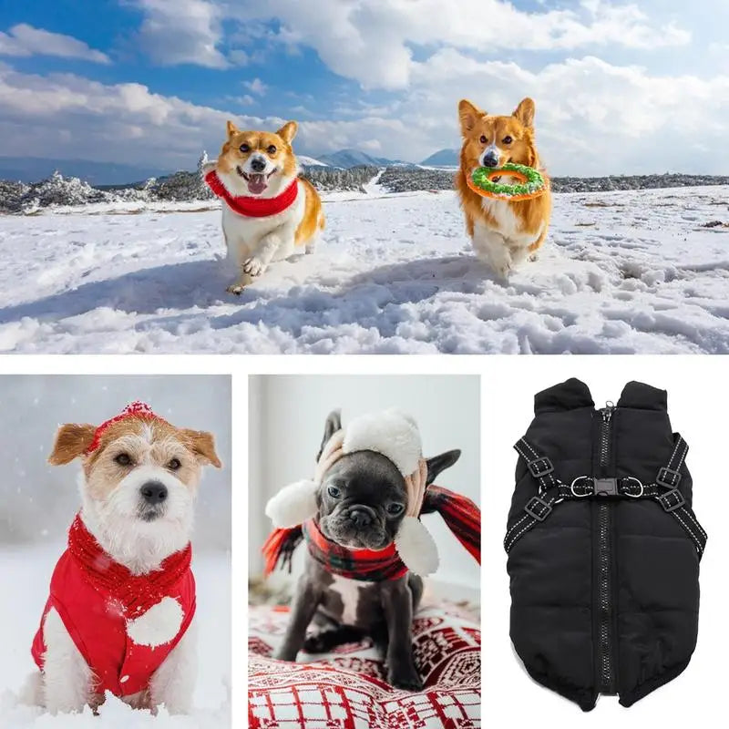 Winter Dog Coats Dog Snow Jacket With Zipper Warm Dog Winter Jacket Zippered Dog Snow Coat For Small Medium Large Dogs