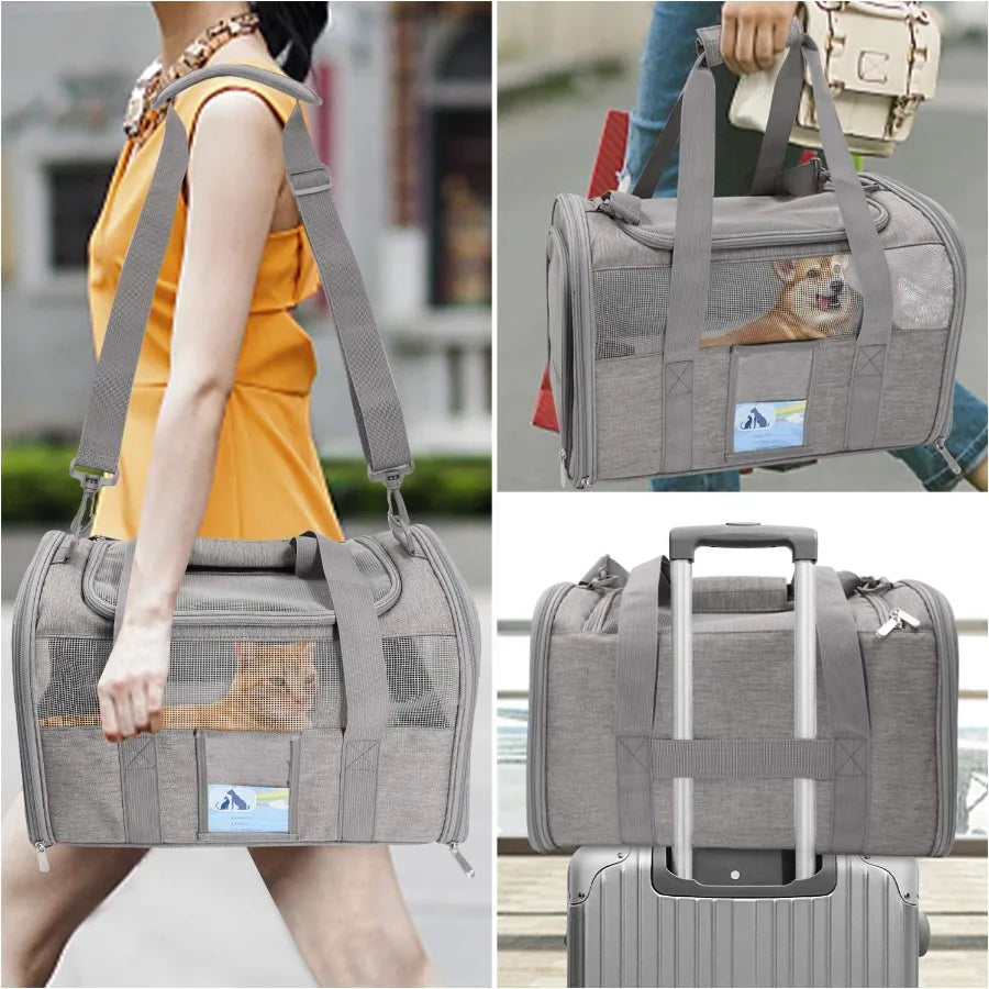 Cat CarrierDog Carriers for Small Dogs Medium Cats Pet Carrier up to 15 Lbs TSA Airline Approved Cat Carrier Soft Cat Dog Crate