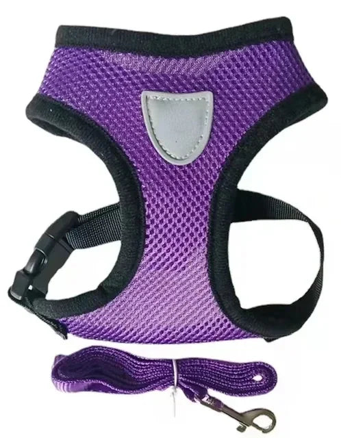 Cat Vest Walking Lead Leash Puppy Vest Collar Polyester Adjustable Mesh Dog Harness  Small Outdoor Dog Walking