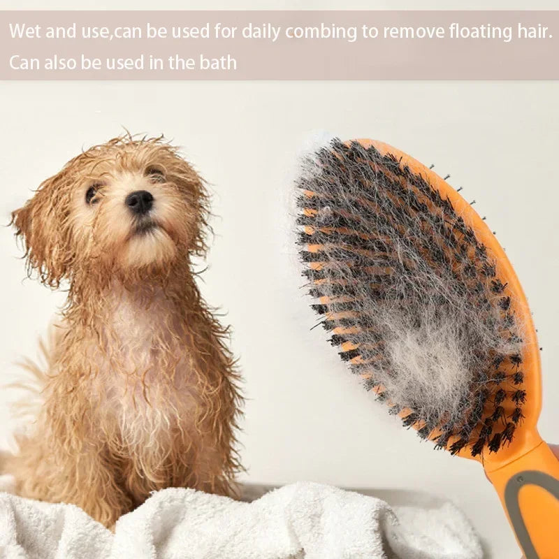 Pet Brush 2 In 1 Massage Comb Dog for Shedding and Grooming Fit for All Long or Short Hair Pets Dog Supplies