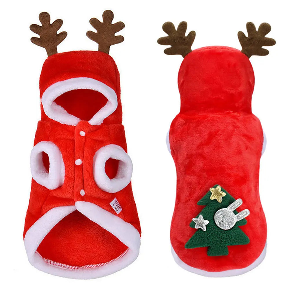 Dog Christmas Costumes Elk Pet Dog Cold Weather Coats Winter Warm Dog Christmas Clothes for Small Dogs Cats