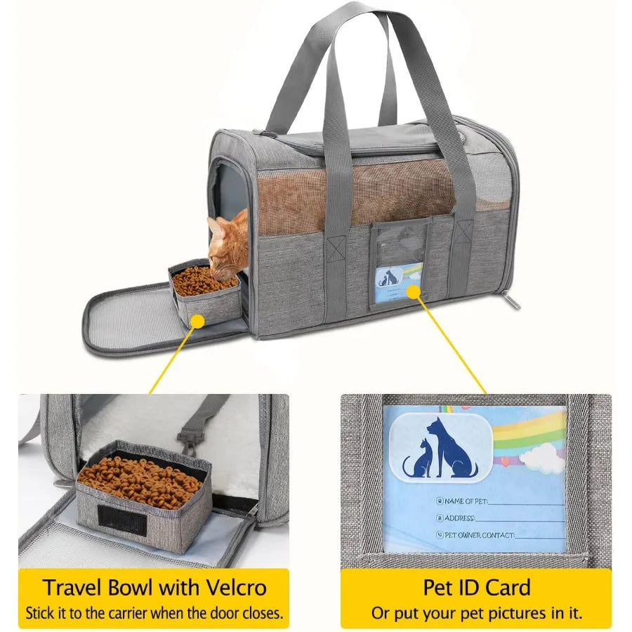 Cat CarrierDog Carriers for Small Dogs Medium Cats Pet Carrier up to 15 Lbs TSA Airline Approved Cat Carrier Soft Cat Dog Crate