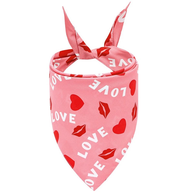 1PC Dog Bandana Washable Christmas Valentines Dog Bandanas Love Heart Printed Bib Kerchief Scarf Puppy Cat Pet Dog Accessories
