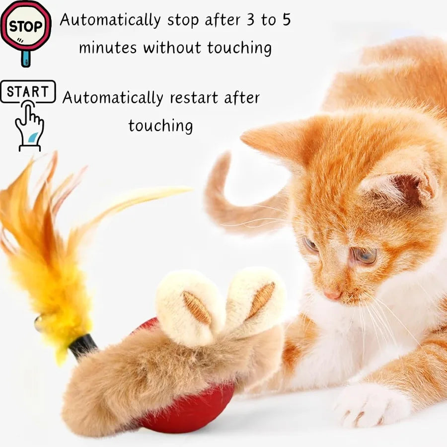 Cat Interactive Ball Toy with Feather The Upgrade Agile Moving Cats Ball Touching Automatic Moving for Bored Indoor Adult 3in1