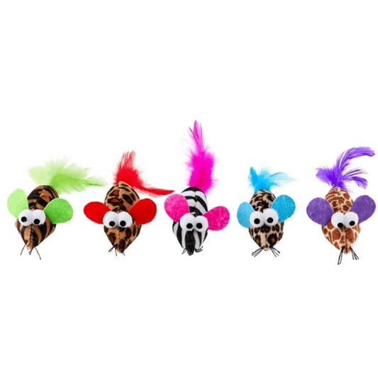 Vibrant Life Safari Feather Mice Cat Toy Assorted Colors