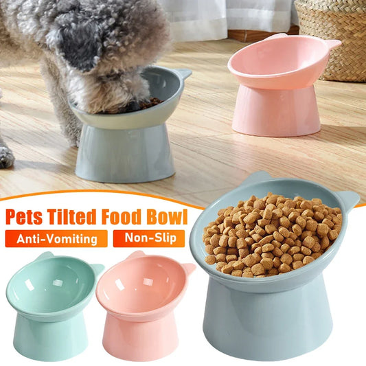 Tilted Cat Bowls Non-slip Pets Puppy Food Drink Water Feeder Neck Protection Dish Ergonomic Anti Vomiting Raised Cat Food Bowl
