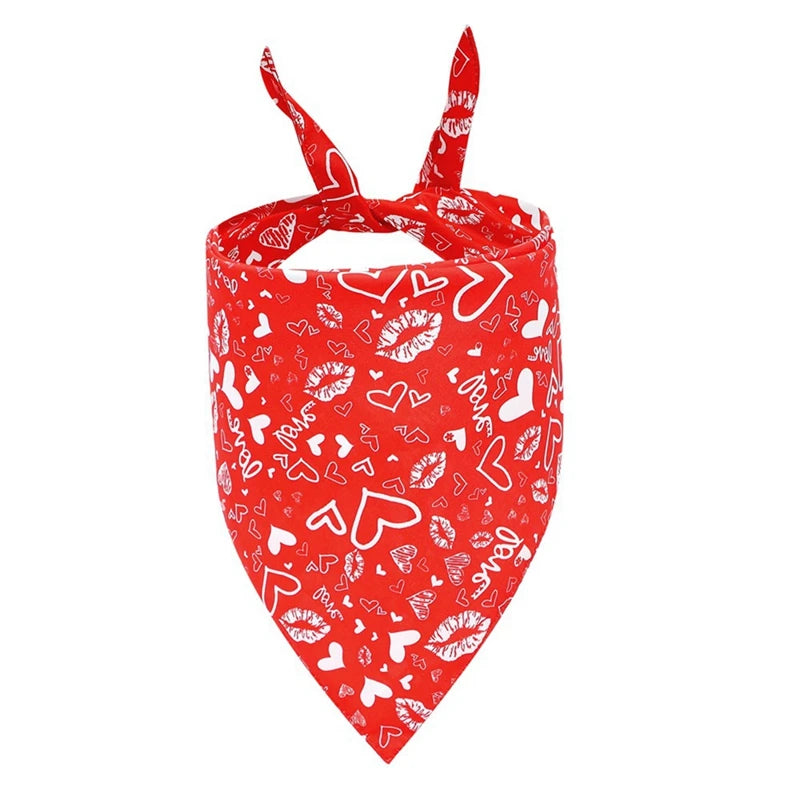 1PC Dog Bandana Washable Christmas Valentines Dog Bandanas Love Heart Printed Bib Kerchief Scarf Puppy Cat Pet Dog Accessories