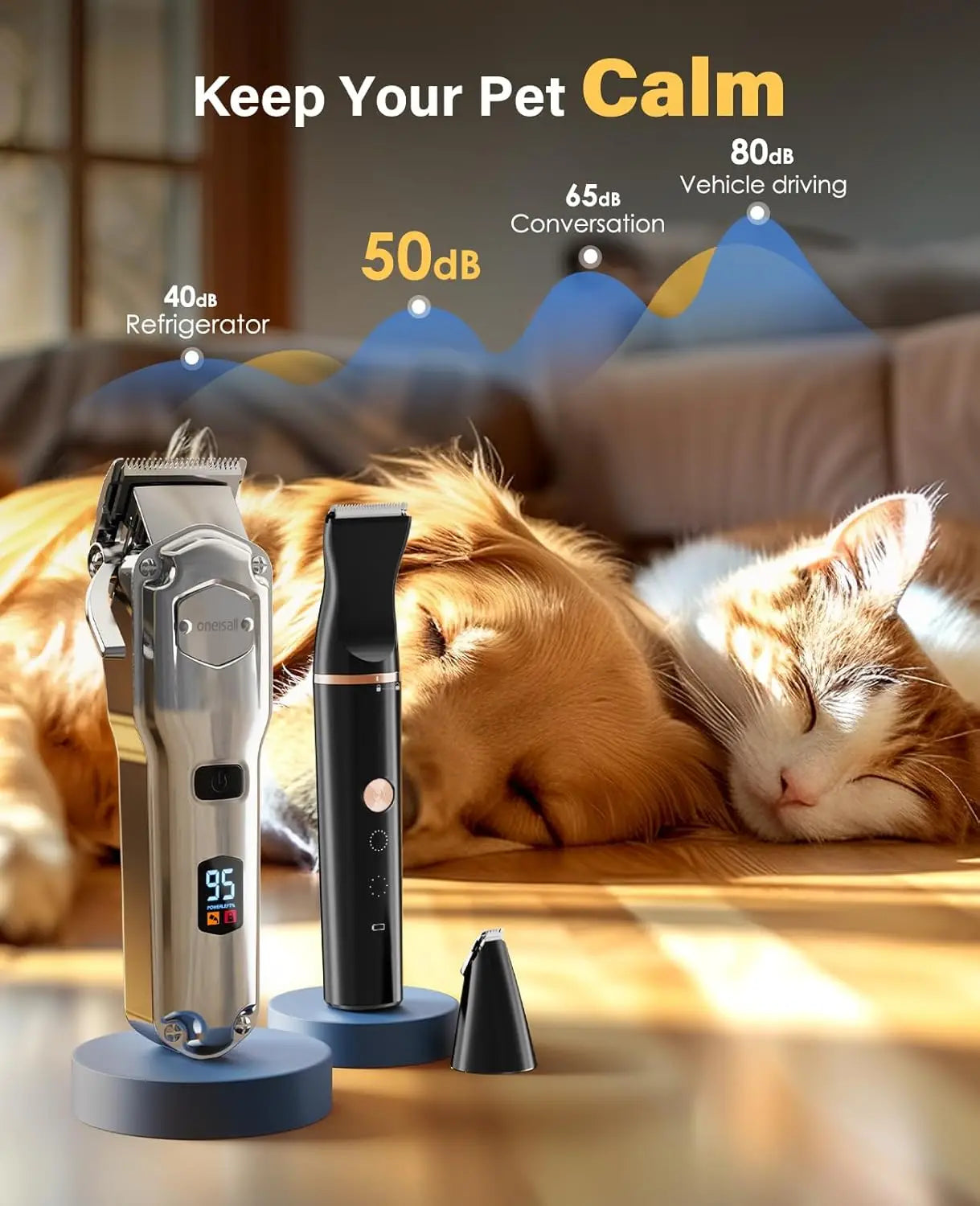 Pet Grooming Kit for Heavy Thick Hair&Coats/Low Noise Rechargeable Cordless Pet Shaver with Stainless Steel Blade and Dog Paw
