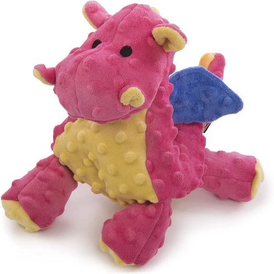 Bubble Plush Dragons Squeaky Dog Toy Chew Guard Techlogy Coral Large