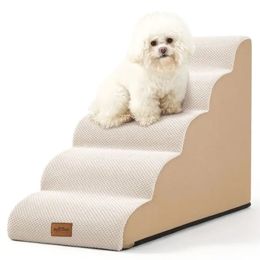 Dog Stairs for Pets Foam Ramp with Non Slip Base Waterproof Washable Cover Lightweight Portable Pet Steps for Bed Sofa