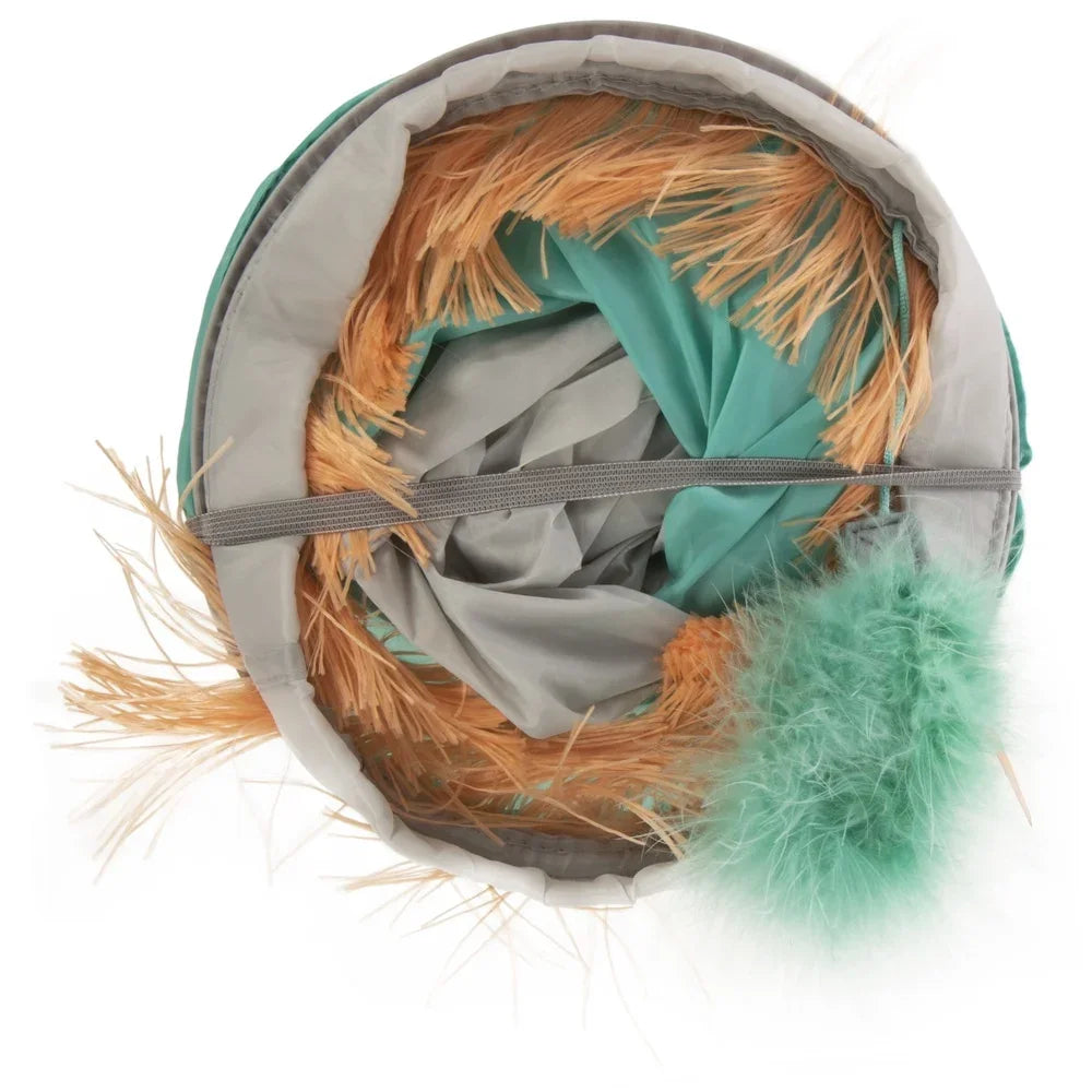 Fringe Cat Hideout Tunnel Toy Cozy Space Cats Crinkle Material Engaging Feather Ribbon Natural Hunting Fun Indoor Play