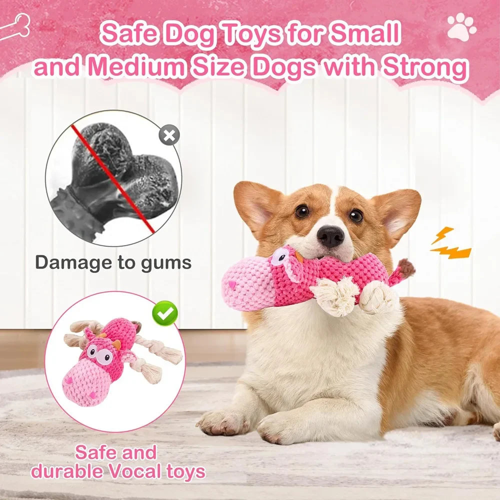Dog Squeak Toys, Rope for Large Dogs and Medium Aggressive Chewers, Puppy Teething Interactive, Indestructible Dog Toy