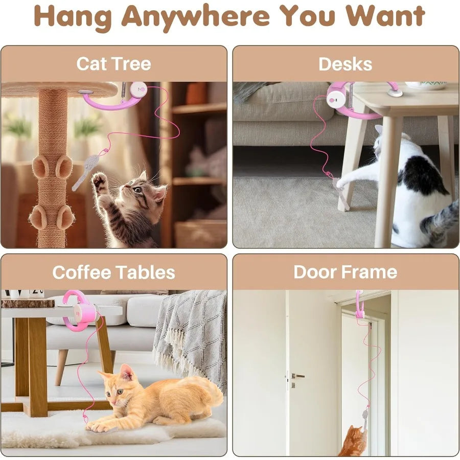 Interactive Cat Toys Rechargeable Feather Toy for Indoor Cat Hanging Retractable Teaser Toy Automatic Kitten Play Chase Exercis