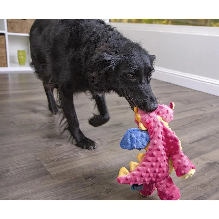 Bubble Plush Dragons Squeaky Dog Toy Chew Guard Techlogy Coral Large