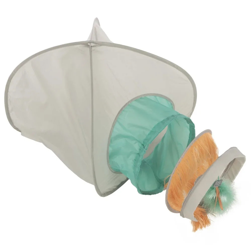 Fringe Cat Hideout Tunnel Toy Cozy Space Cats Crinkle Material Engaging Feather Ribbon Natural Hunting Fun Indoor Play