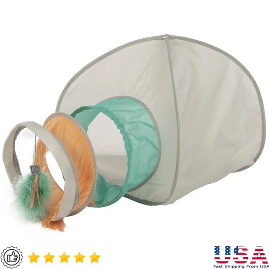 Fringe Cat Hideout Tunnel Toy Cozy Space Cats Crinkle Material Engaging Feather Ribbon Natural Hunting Fun Indoor Play