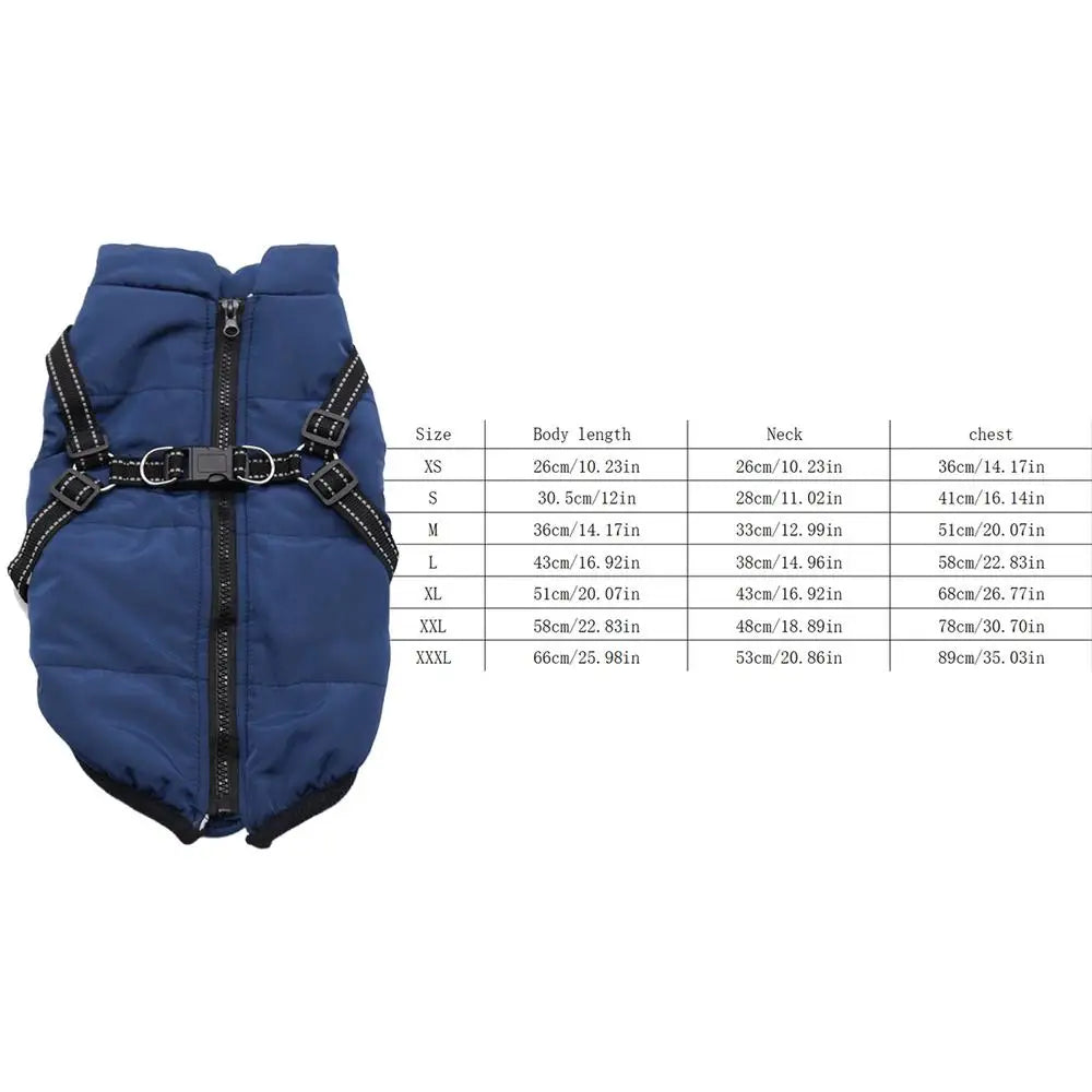 Winter Dog Coats Dog Snow Jacket With Zipper Warm Dog Winter Jacket Zippered Dog Snow Coat For Small Medium Large Dogs