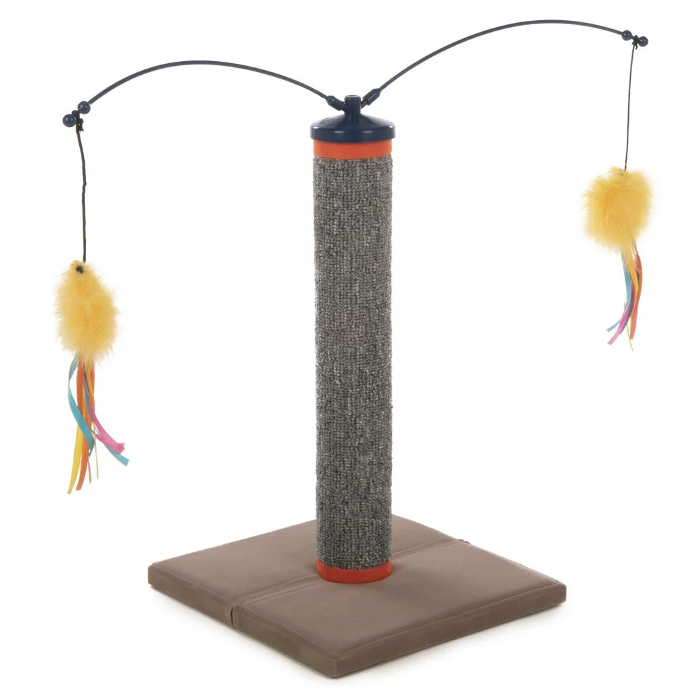 Scratch N Spin Carpet Cat Scratching Post with Interactive Spinning Wand Cat Toys Ideal Healthy Nail Growth and Stress Relief