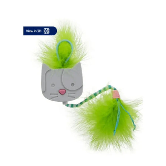 SmartyKat Twirly Tail Hanging Electronic Teaser Cat Toy with Feathers Raffia