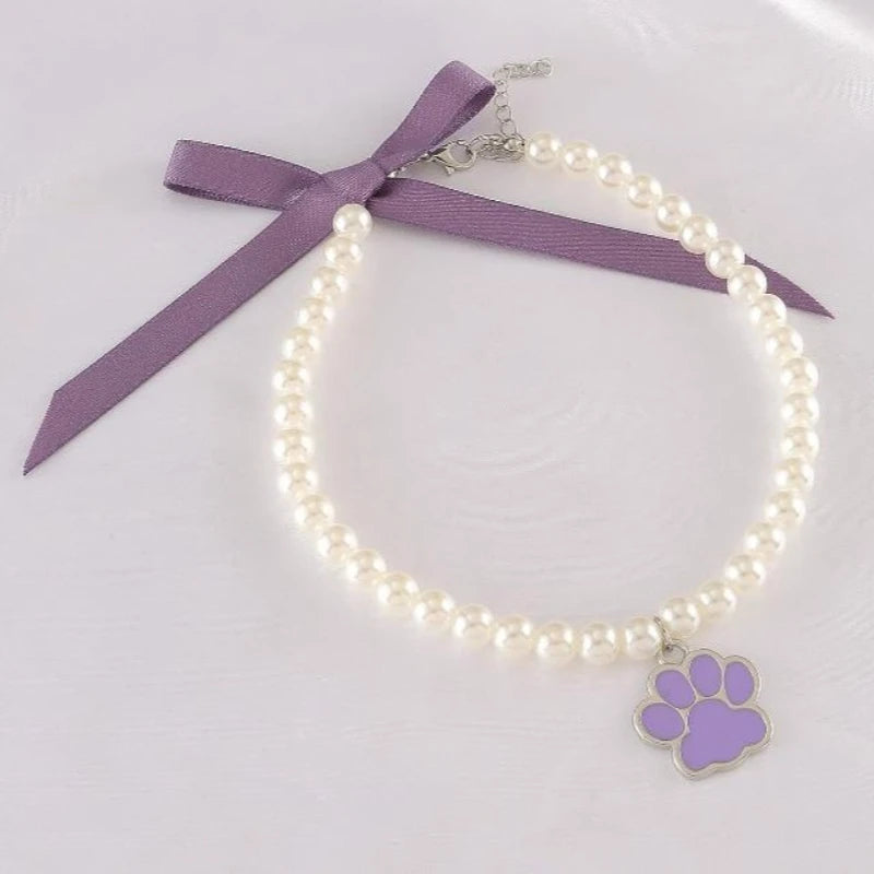 Bow Necklace with Sole Pendant, Pet Cat and Dog Accessories, Collar, Multi-color Optional
