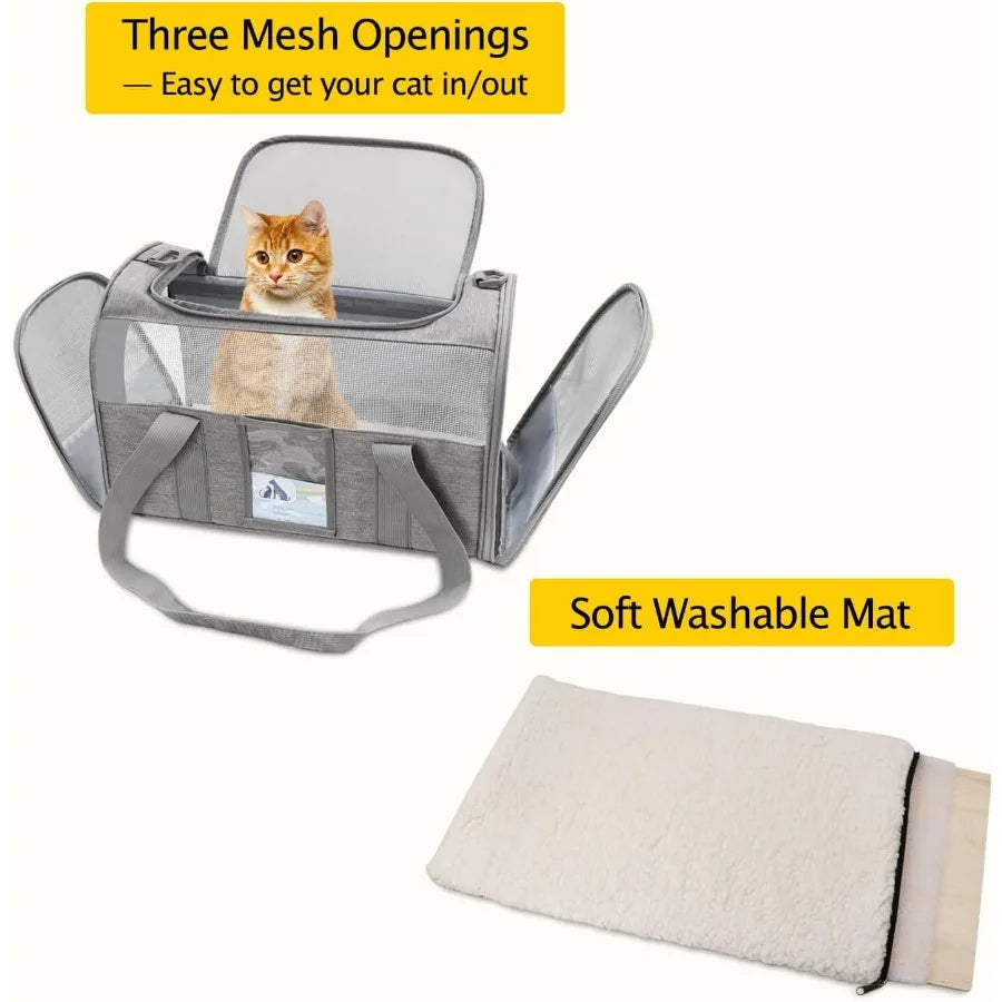 Cat CarrierDog Carriers for Small Dogs Medium Cats Pet Carrier up to 15 Lbs TSA Airline Approved Cat Carrier Soft Cat Dog Crate