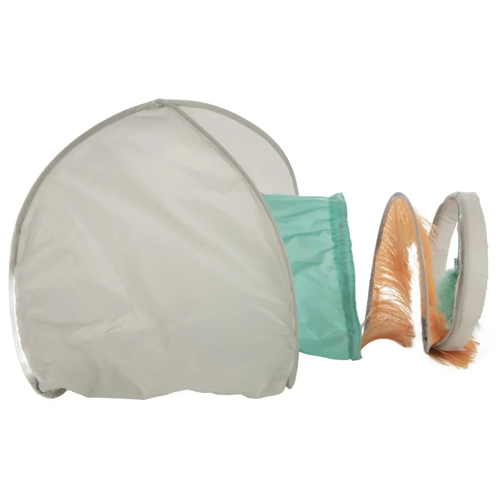 Fringe Cat Hideout Tunnel Toy Cozy Space Cats Crinkle Material Engaging Feather Ribbon Natural Hunting Fun Indoor Play