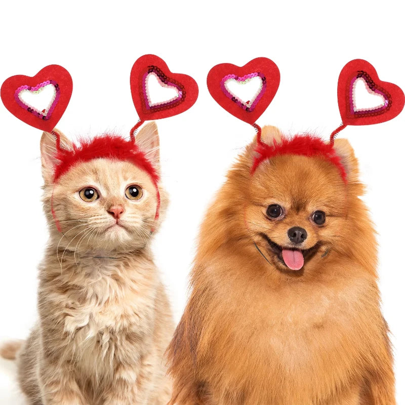 Pet Christmas Headwear Cat Dog Valentine's Day Love Headband Dog Pet Hair Accessories Party Dress Up Supplies