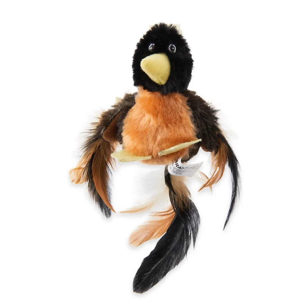 Catnip Filled Plush Bird Toy Cats Realistic Sounds Feathers Motion Activated Lightweight Multi-Color Perfect Playful Kittens