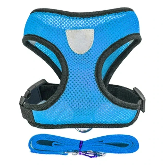 Cat Vest Walking Lead Leash Puppy Vest Collar Polyester Adjustable Mesh Dog Harness  Small Outdoor Dog Walking