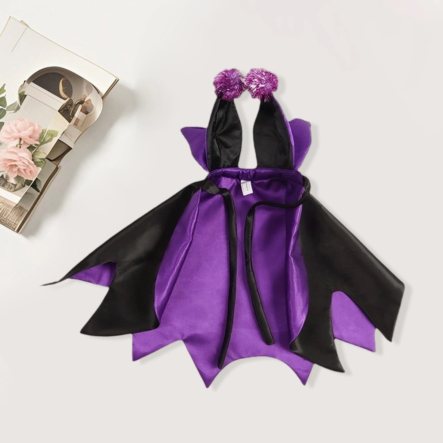 Halloween Pet Costume Set Funny Devil Cosplay Outfit with Cape and Tie-up Collar for Dog Cat Party Supplies and Accessories