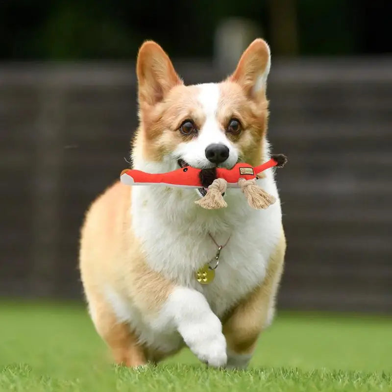 Plush Dog Toys With Squeakers Cotton Rope Knot Biting And Grinding Toys Bite-resistant Interactive Dog Chew Toy Cleaning Teeth