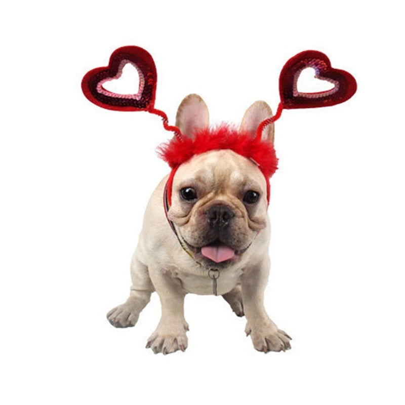 Pet Christmas Headwear Cat Dog Valentine's Day Love Headband Dog Pet Hair Accessories Party Dress Up Supplies