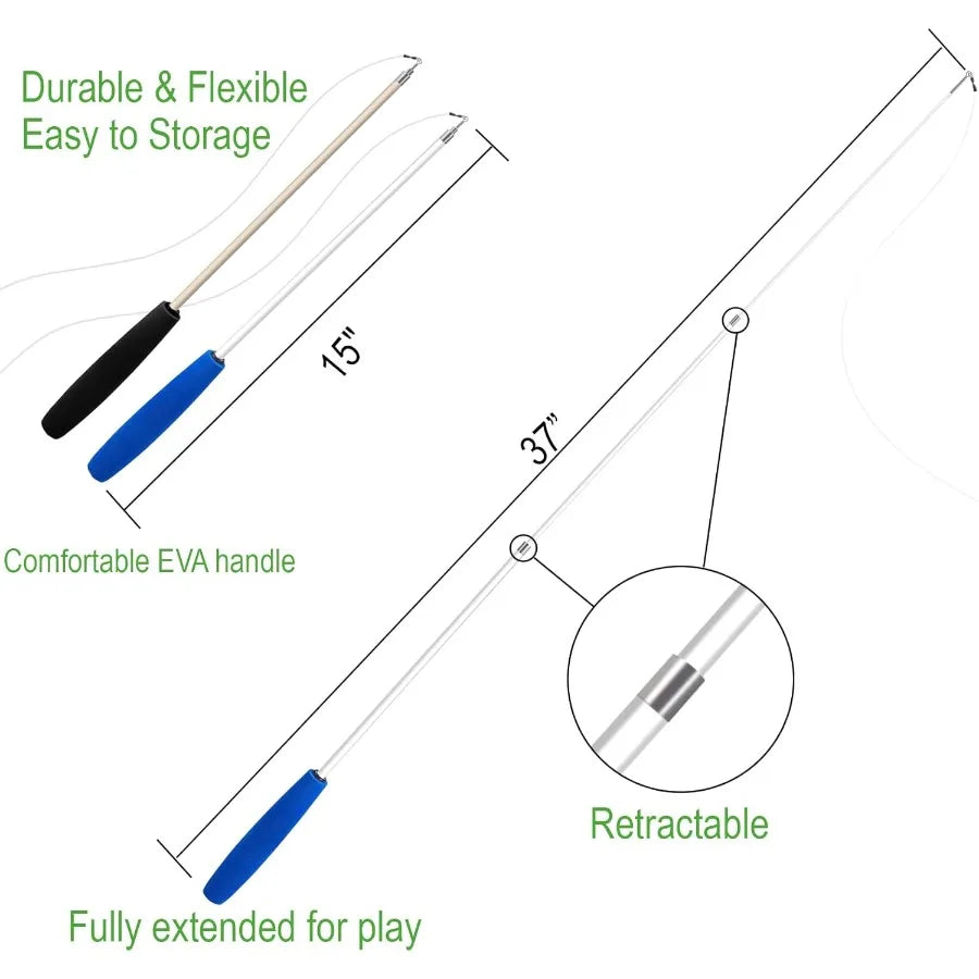 Cat Toys No Chemical Dyeing Cat Feather Toys for Indoor Cats Include Cat Wand and Natural Feather Refills