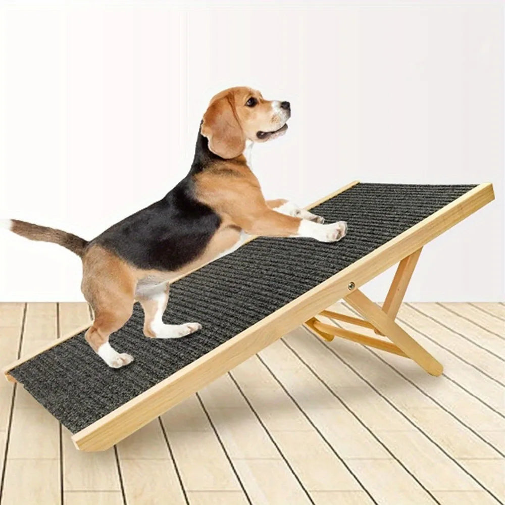Adjustable wooden dog ramp, dog ladder, steps, special pet stairs, suitable for indoor sofa up and down and play, folding, easy