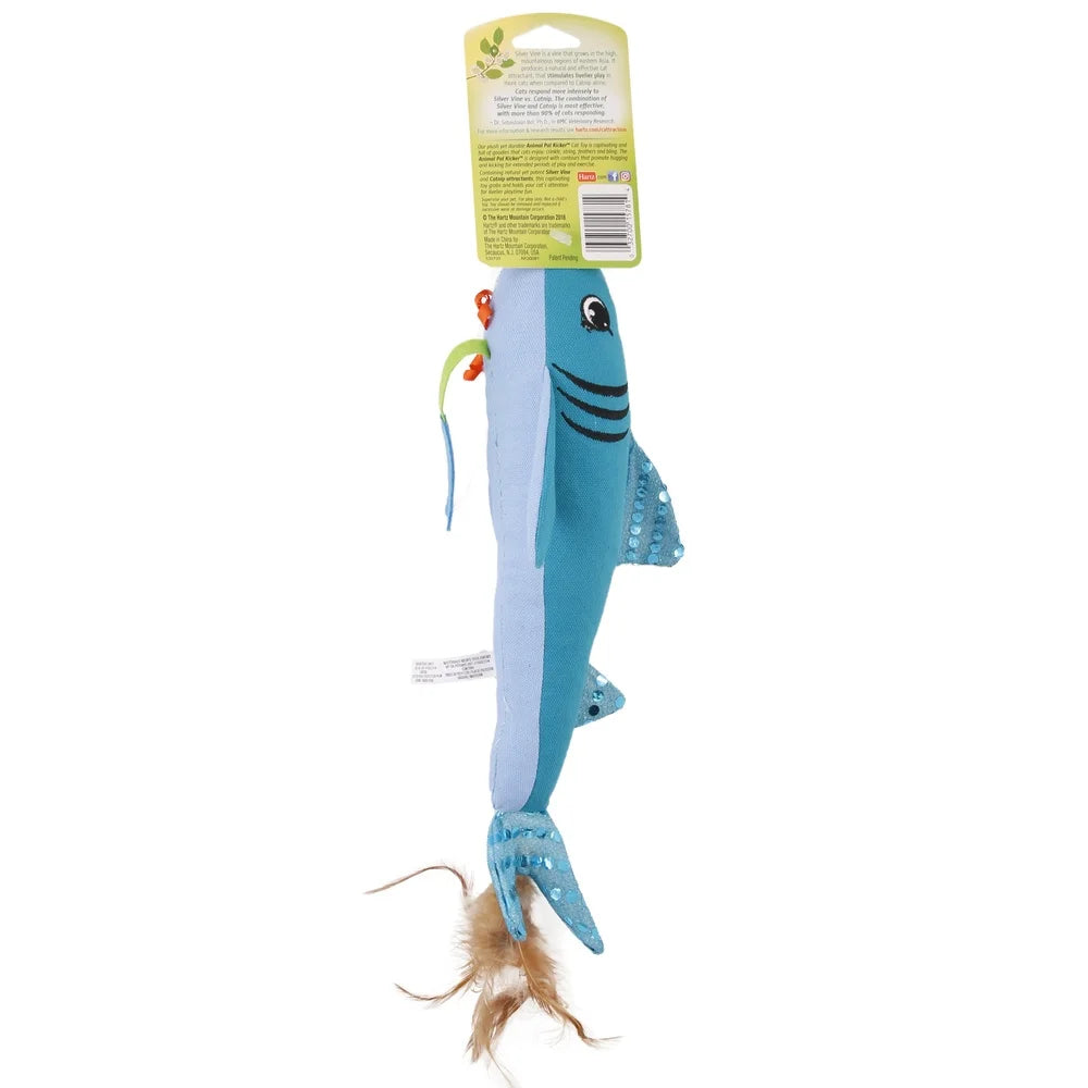 Oversized Cat Kicker Toy with Silver Vine Catnip Feathers Ribbons Crinkly Body Fun Wrestling Exercise