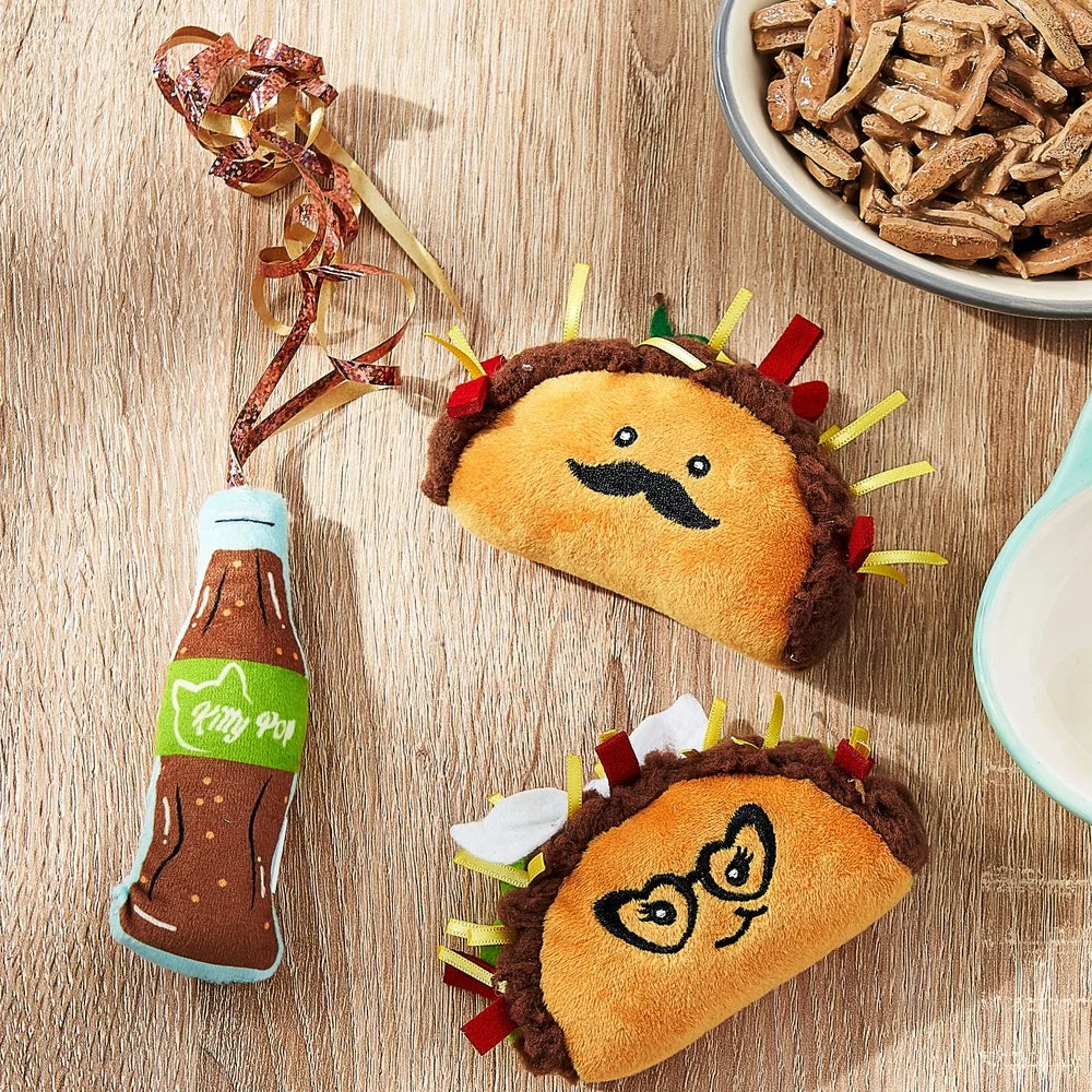 Cat Toy Kitty-Cola Taco Combo Pack with Catnip Crinkle Paper Feathers High Quality Embroidery Playful Textures Portable Fun