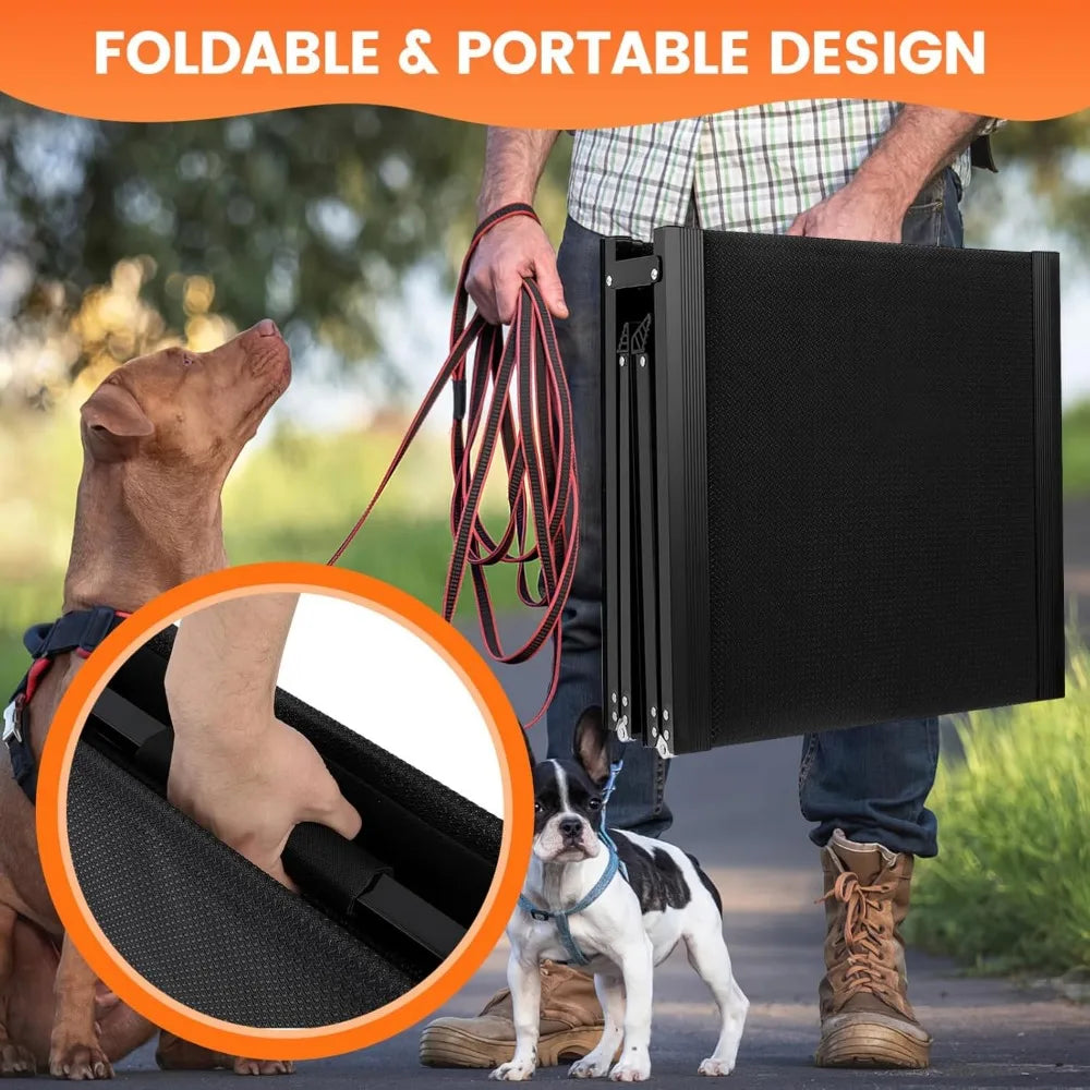 Dog Ramp for Car 71x 20 Folding Stairs for Large Dogs Portable Pet Stair Non-Slip Steps for Truck Suvs Couch High Bed