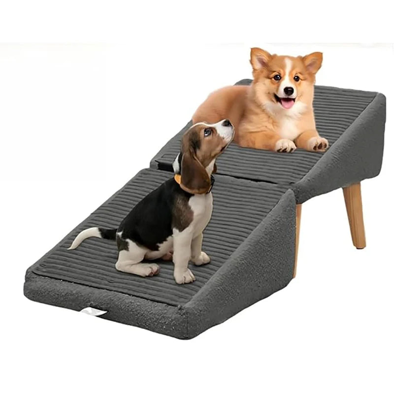 Split Ottoman Dog Ramp, All-in-One Lightweight Folding Pet Ramps Stairs for Couch, 13.8" H Dog Chair for Bed, Couch, Pet Steps L