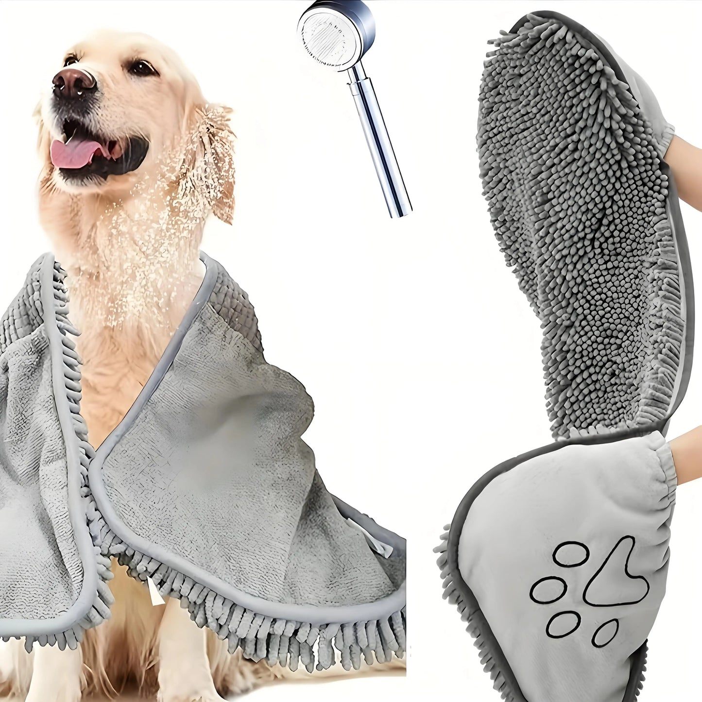 Plush Microfiber Pet Towel - Quick-Dry & Ultra Absorbent ✔Hypoallergenic for Dogs/Cats (Grooming Salon Grade)