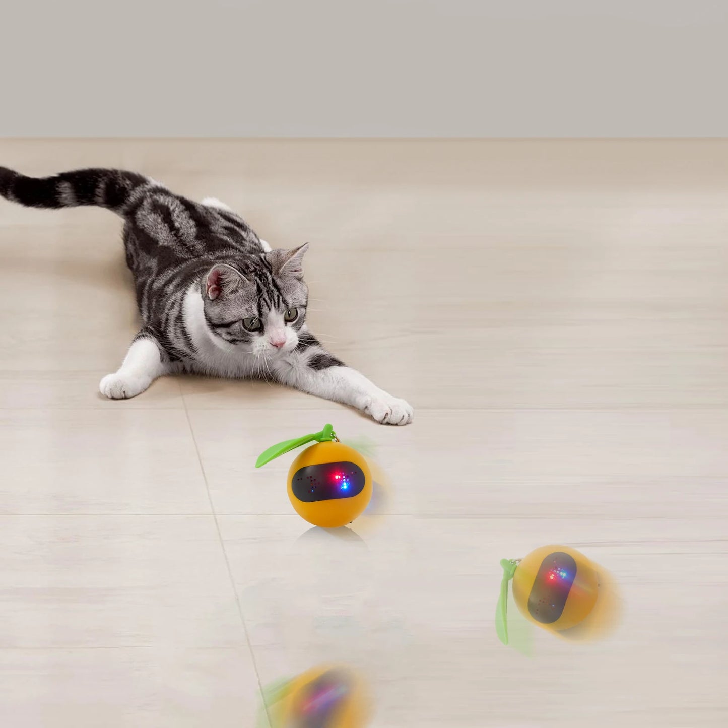 USB Electric Cat Toy Moving Ball, Plush Mice and Feathers as Additional Toy, DIY N in 1 Pets Intelligent Automatic Teaser
