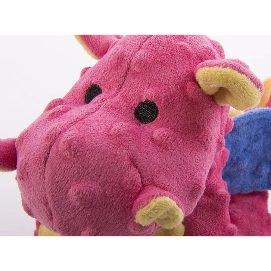 Bubble Plush Dragons Squeaky Dog Toy Chew Guard Techlogy Coral Large