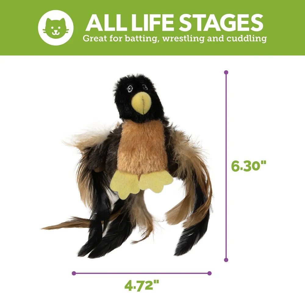 Catnip Filled Plush Bird Toy Cats Realistic Sounds Feathers Motion Activated Lightweight Multi-Color Perfect Playful Kittens