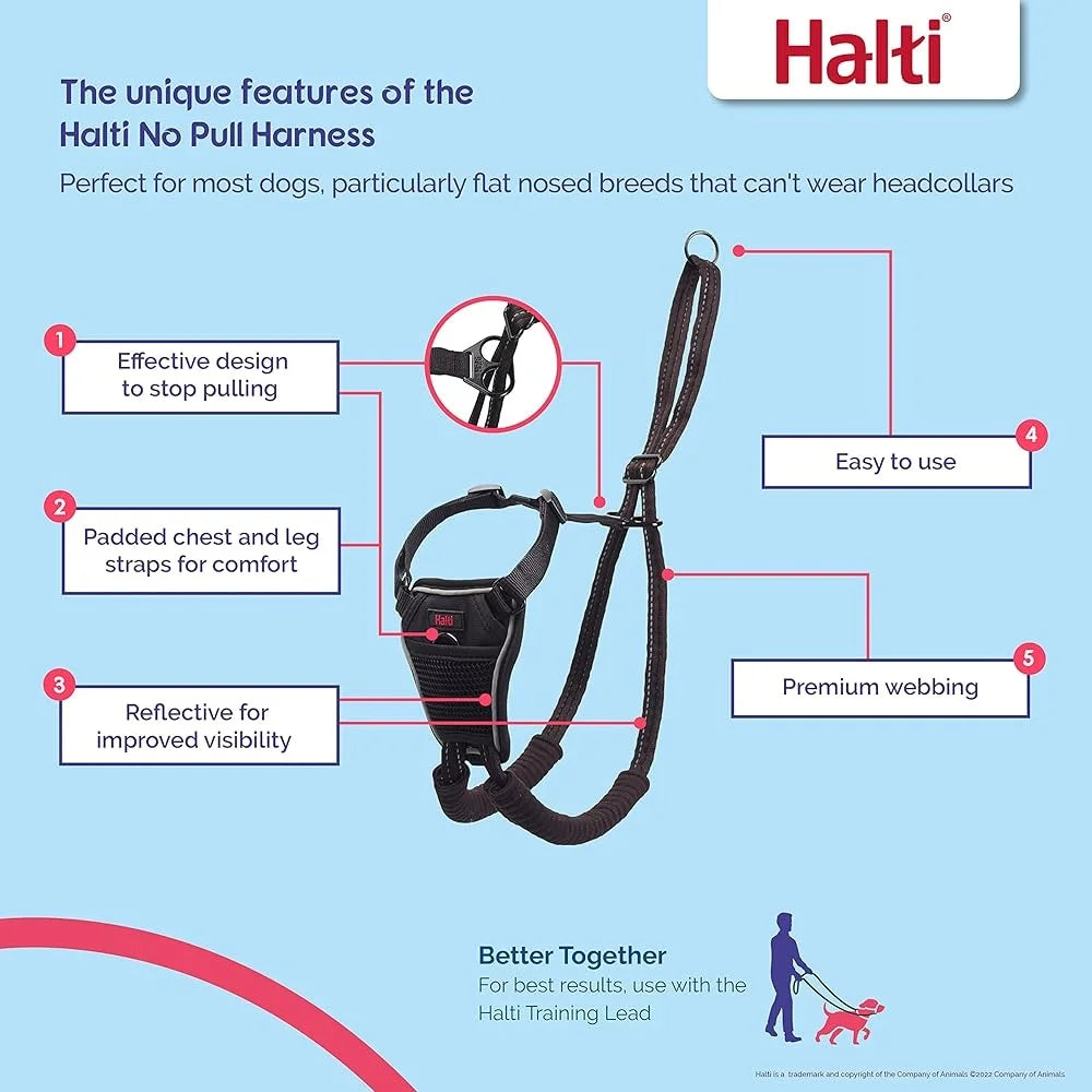 No Pull Dog Harness Adjustable Reflective Lightweight Stop Pulling Comfortable Padded Chest Soft Leg Straps Training Device