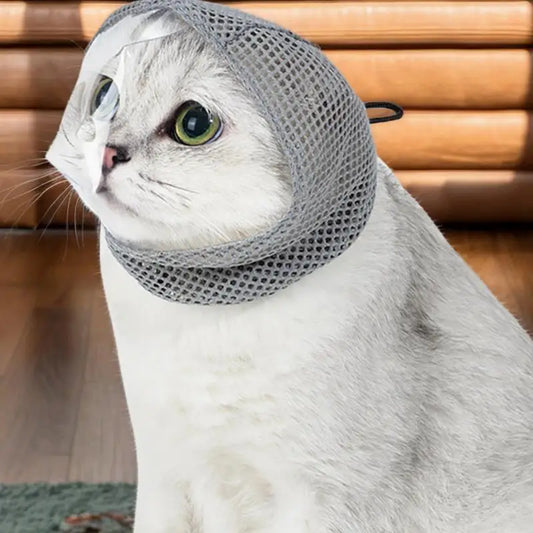 Cat Hood Anti-Bite Breathable Kitten Face Protection Adjustable Pet Grooming Muzzle Anti Scratch Cat Grooming Restraint Bags For