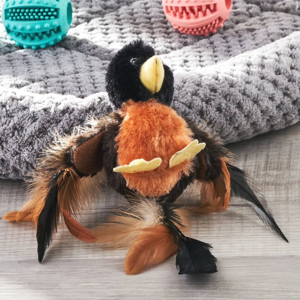 Catnip Filled Plush Bird Toy Cats Realistic Sounds Feathers Motion Activated Lightweight Multi-Color Perfect Playful Kittens