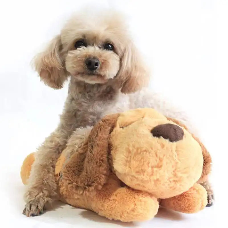 【Calming Anxiety Relief】Dog Plush Toy with Heartbeat Simulator Warm Puppy Sleep Companion Stress Relief Cuddly Toy for Anxious
