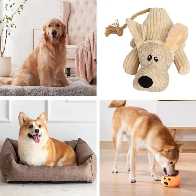 Dog Squeaky Toy Plush Toy For Dog Chewer Soft Dog Chew Squeaky Toy Doll Puppy Teething Entertainment Toy For Indoors And
