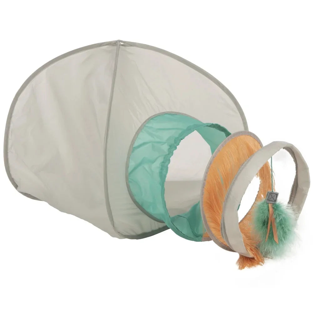 Fringe Cat Hideout Tunnel Toy Cozy Space Cats Crinkle Material Engaging Feather Ribbon Natural Hunting Fun Indoor Play