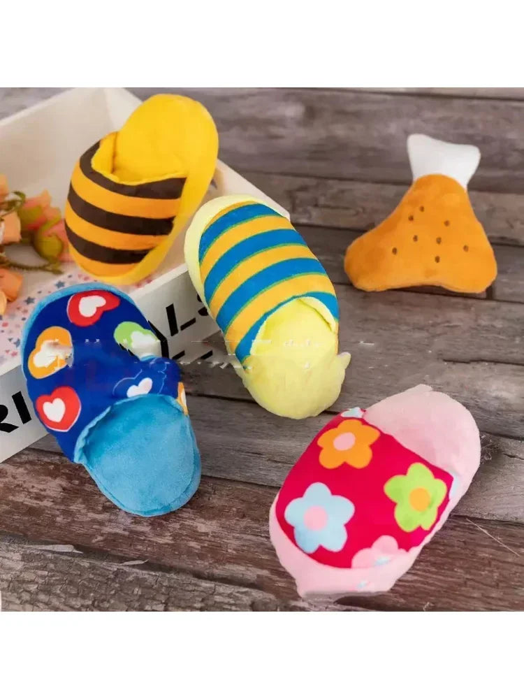 Interactive Plush Flip Flop Pet Dog Chew Toys Chihuahua Pug Puppy Squeaker Toys Squeaky Dogs For Small Dogs
