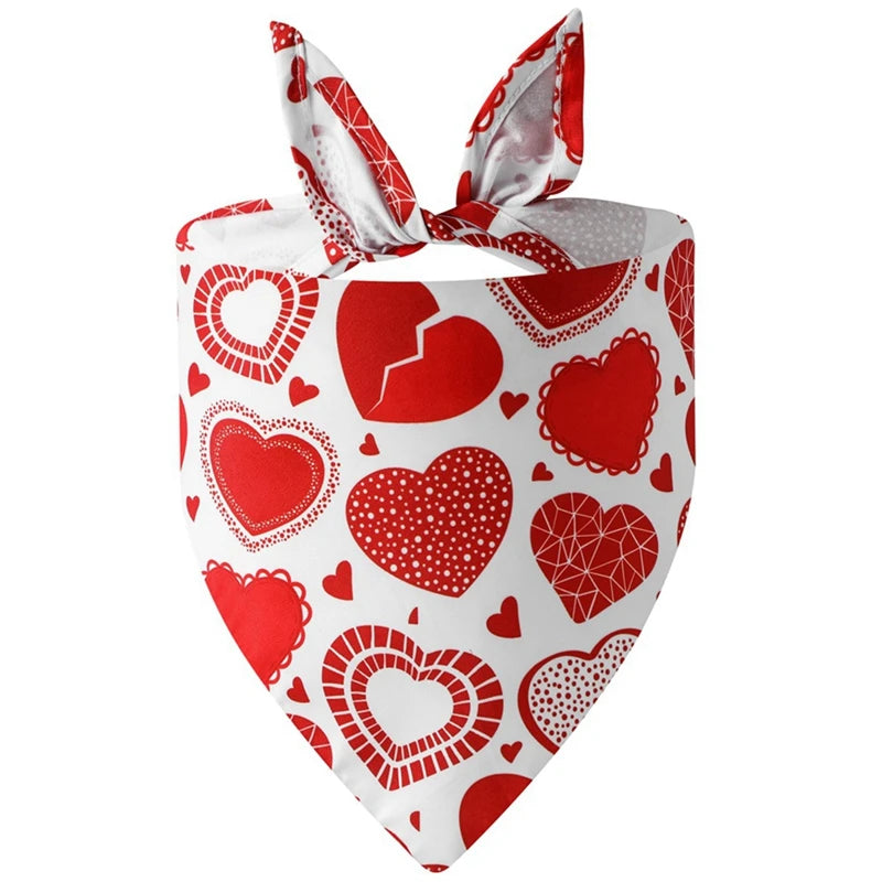 1PC Dog Bandana Washable Christmas Valentines Dog Bandanas Love Heart Printed Bib Kerchief Scarf Puppy Cat Pet Dog Accessories